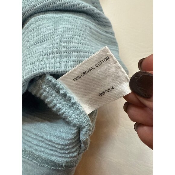 Orvis Organic Cotton Waffle Knit Pullover XS Blue Long Sleeve Top (bin GG156) - Picture 3 of 8